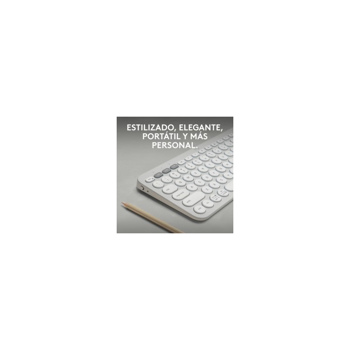 Logitech Pebble Keys 2 K380s teclado RF Wireless + Bluetooth QWERTY Español Blanco