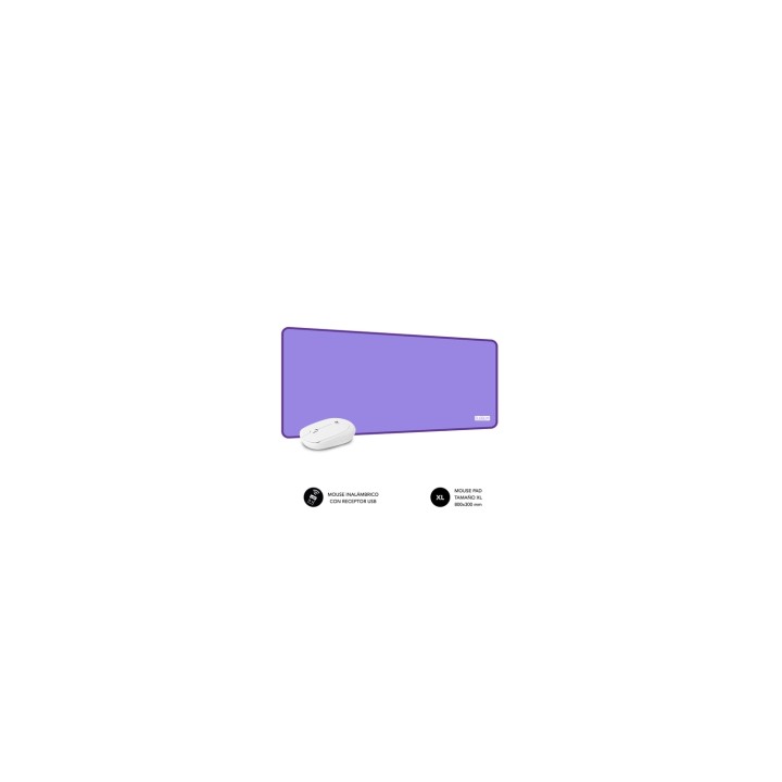 SUBBLIM Alfombrilla con Ratón Harmony Pack Mousepad XL + Wireless Mouse Purple