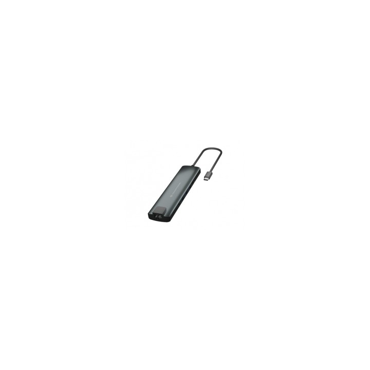 Hub conceptronic interfaz usb 3.2 gen 1 (3.1 Gen 1) type-C hdmi rj45 lector tarjeta 5000 mbit/s negro plata DONN06G