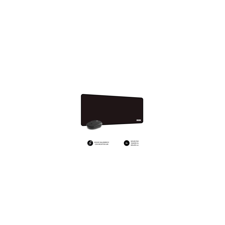 SUBBLIM Alfombrilla con Ratón Harmony Pack Mousepad XL + Wireless Mouse Black