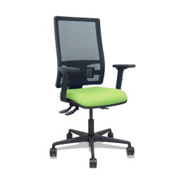 Piqueras y Crespo Silla Bormate asincro malla negra asiento bali pistacho brazos 2D ruedas 65mm