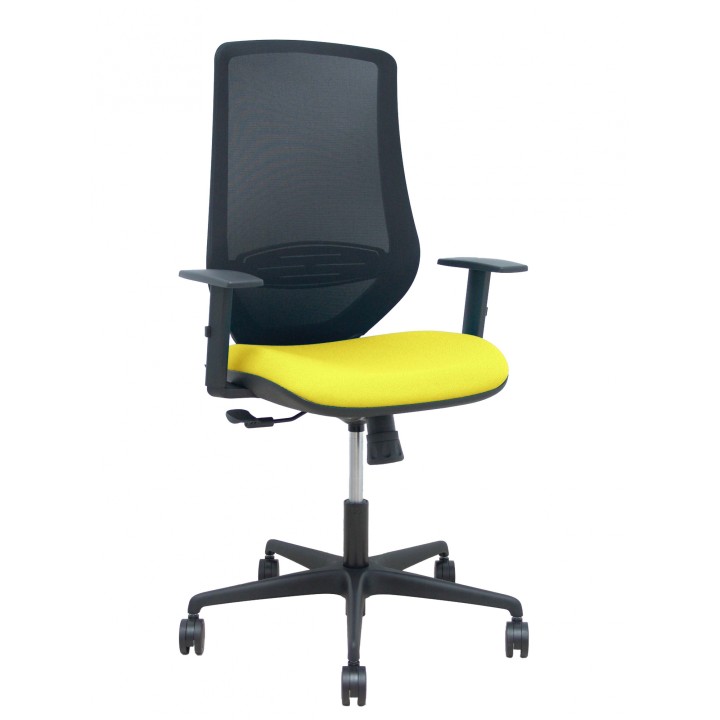 Piqueras y Crespo Silla Mardos sincro malla negra bali amarillo brazo regulable