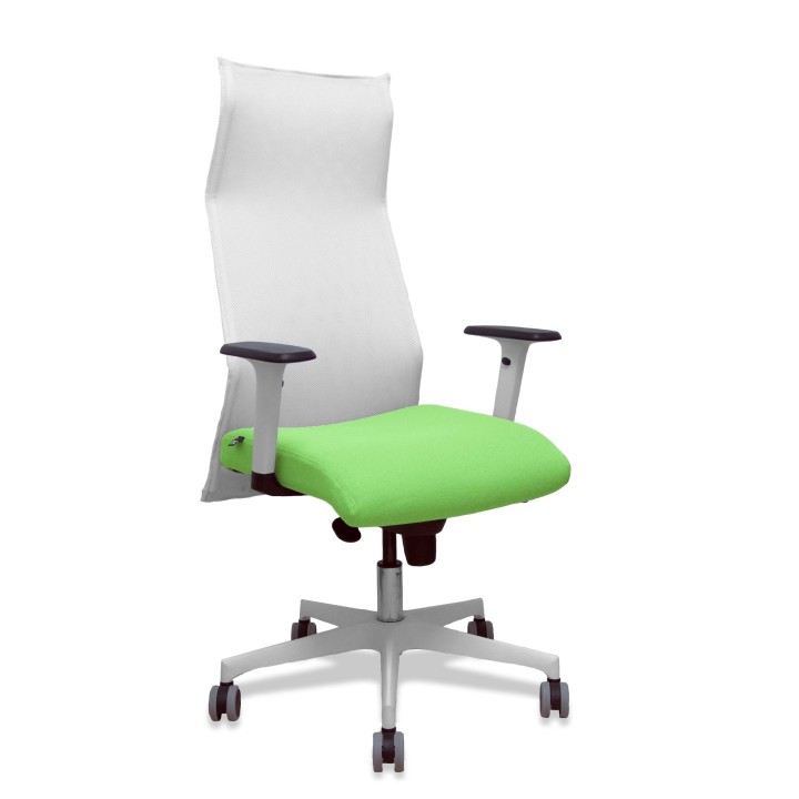 Piqueras y Crespo Sillón Sahuco blanco bali pistacho brazos blancos base blanca ruedas parqué 65mm