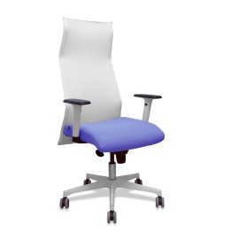 Piqueras y Crespo Sillón Sahuco blanco bali azul claro brazos blancos base blanca ruedas parqué 65mm