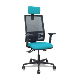 Piqueras y Crespo Silla Bormate asincro malla negra asiento bali turquesa brazos 2D ruedas 65mm cabecero regulable