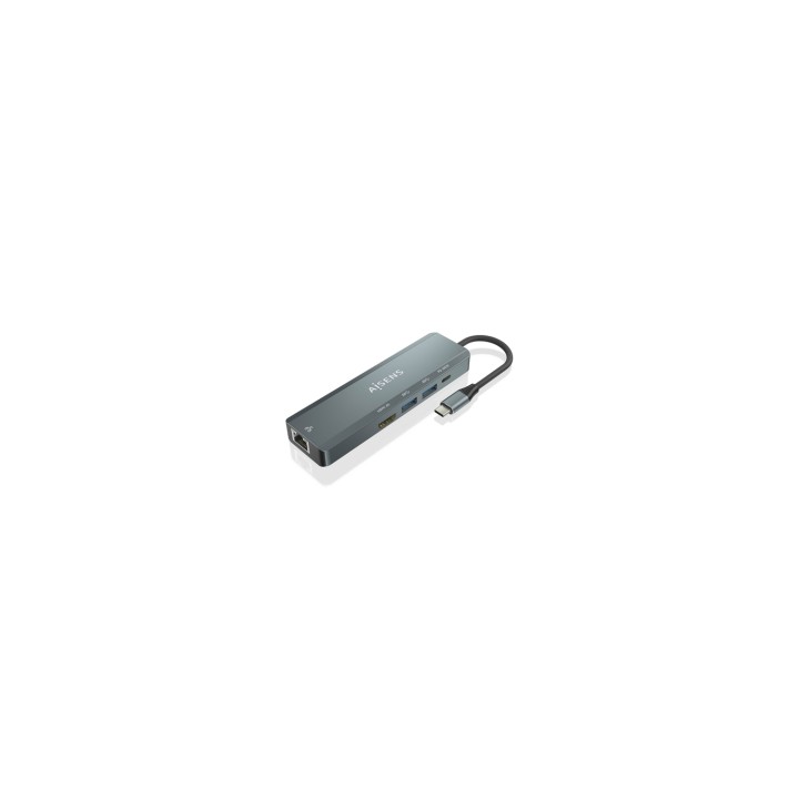 AISENS USB-C Dock 5 en 1, USB-C a 1xHDMI, 1xRJ45, 2xUSB, 1xPD, Gris, 15 cm