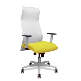Piqueras y Crespo Sillón Sahuco blanco bali amarillo brazos blancos base blanca ruedas parqué 65mm