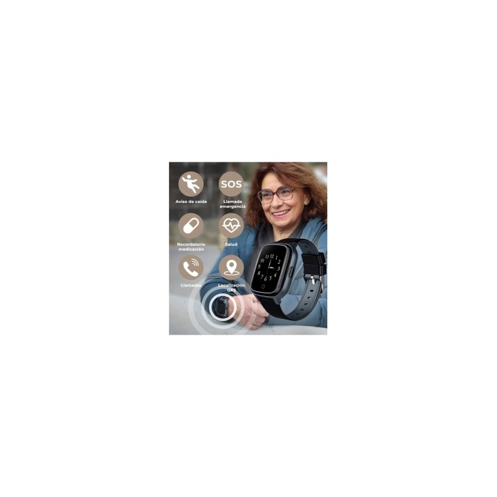 Smartwatch SaveFamily Senior Pantalla IPS 1.4" GPS Llamadas Videollamada Aviso de caÍ­da Monitorizacion Salud Boton Llamada SOS