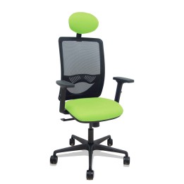 Piqueras y Crespo Silla Zulema sincro malla negra asiento bali pistacho brazos 2D ruedas 65mm cabecero
