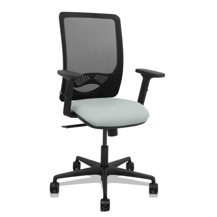 Piqueras y Crespo Silla Zulema sincro malla negra asiento bali gris claro brazos 2D ruedas 65mm