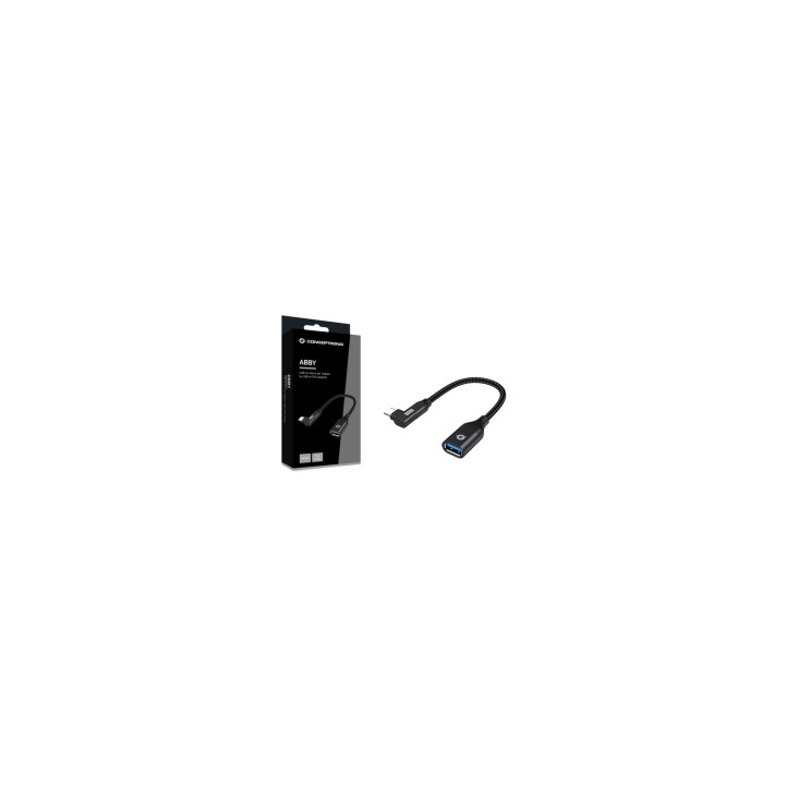 Conceptronic ABBY19B cambiador de género para cable USB-C USB-A Negro