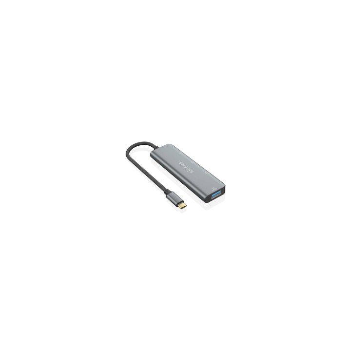 AISENS Hub USB 3.2 Gen1 5G USB-C, USB-C/M-1xUSB-C/H-3xUSB-A/H, Gris, 15 cm