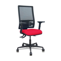 Piqueras y Crespo Silla Bormate asincro malla negra asiento bali rojo brazos 2D ruedas 65mm