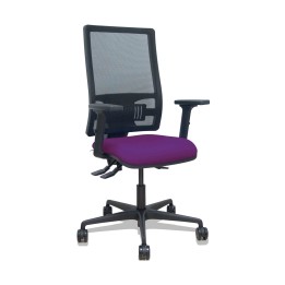 Piqueras y Crespo Silla Bormate asincro malla negra asiento bali morado brazos 2D ruedas 65mm