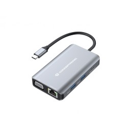 Conceptronic DONN21G base para portátil y replicador de puertos Alámbrico USB 3.2 Gen 1 (3.1 Gen 1) Type-C Gris