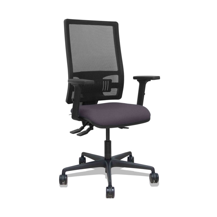 Piqueras y Crespo Silla Bormate asincro malla negra asiento bali gris oscuro brazos 2D ruedas 65mm