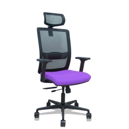 Piqueras y Crespo Silla Haches traslack malla negra asiento bali lila brazos 2D ruedas 65mm cabecero regulable