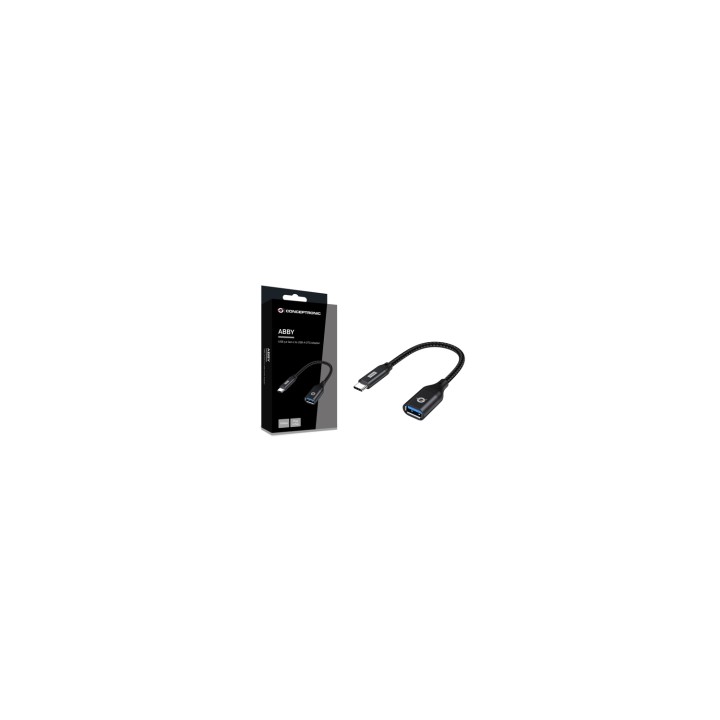 Conceptronic ABBY18B cambiador de género para cable USB-C USB-A Negro