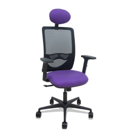 Piqueras y Crespo Silla Zulema sincro malla negra asiento bali lila brazos 2D ruedas 65mm cabecero