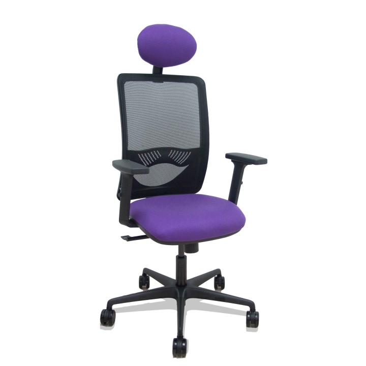 Piqueras y Crespo Silla Zulema sincro malla negra asiento bali lila brazos 2D ruedas 65mm cabecero