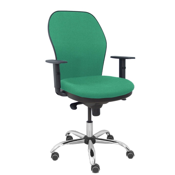 Piqueras y Crespo Silla Jorquera respaldo bali verde esmeralda asiento bali verde esmeralda base cromada y ruedas parqu