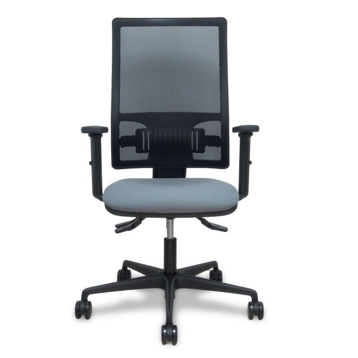 Piqueras y Crespo Silla Bormate asincro malla negra asiento bali gris brazos 2D ruedas 65mm