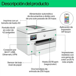 HP OfficeJet Pro Impresora multifunción HP 9730e de formato ancho, Color, Impresora para Oficina pequeña, Impresión, copia,