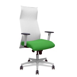 Piqueras y Crespo Sillón Sahuco blanco bali verde brazos blancos base blanca ruedas parqué 65mm