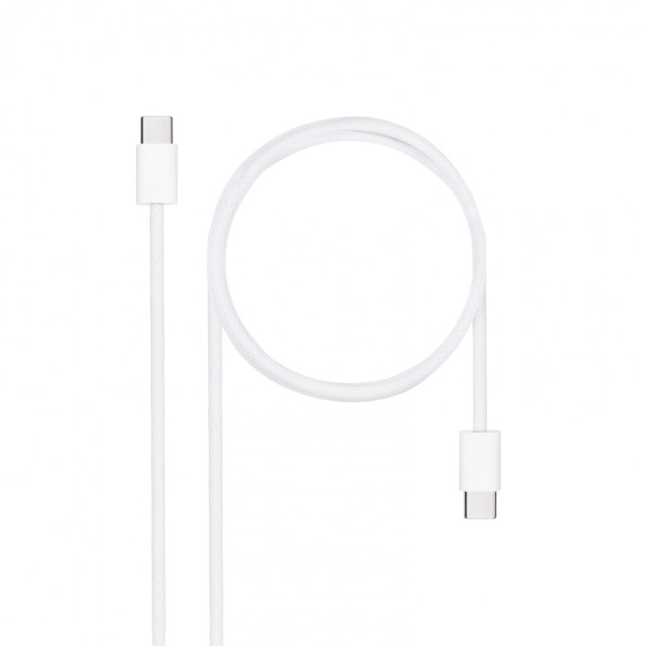 Nanocable Cable USB-C 2.0 60W 3A, USB-C/M-USB-C/M, Blanco, 1 m