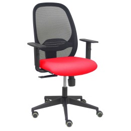 Piqueras y Crespo Silla Cilanco negra malla negra asiento bali rojo brazo regulable