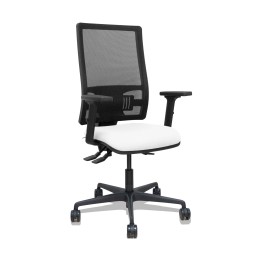 Piqueras y Crespo Silla Bormate asincro malla negra asiento bali blanco brazos 2D ruedas 65mm