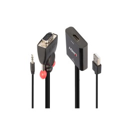 Lindy 38284 adaptador de cable de vÍ­deo VGA (D-Sub) + 3,5mm HDMI + USB Negro