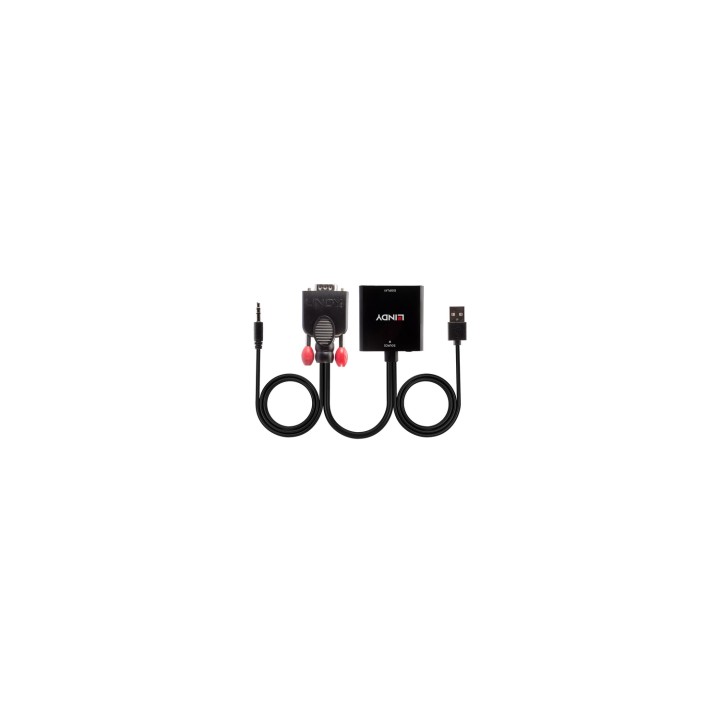 Lindy 38284 adaptador de cable de vÍ­deo VGA (D-Sub) + 3,5mm HDMI + USB Negro