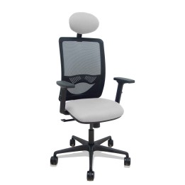Piqueras y Crespo Silla Zulema sincro malla negra asiento bali gris claro brazos 2D ruedas 65mm cabecero
