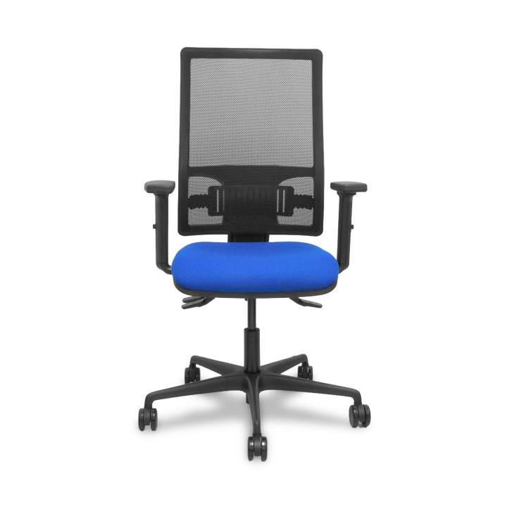 Piqueras y Crespo Silla Bormate asincro malla negra asiento bali azul brazos 2D ruedas 65mm