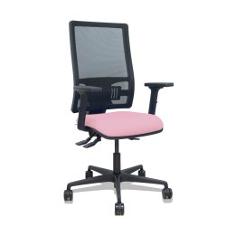 Piqueras y Crespo Silla Bormate asincro malla negra asiento bali rosa brazos 2D ruedas 65mm
