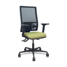 Piqueras y Crespo Silla Bormate asincro malla negra asiento bali verde oliva brazos 2D ruedas 65mm