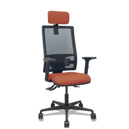 Piqueras y Crespo Silla Bormate asincro malla negra asiento bali marrón brazos 2D ruedas 65mm cabecero regulable