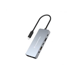 Conceptronic DONN22G base para portátil y replicador de puertos Alámbrico USB 3.2 Gen 2 (3.1 Gen 2) Type-C Gris