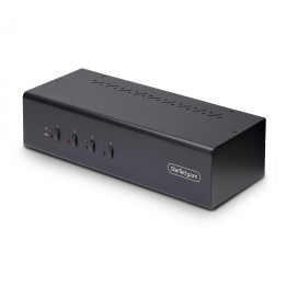 StarTech.com Switch Conmutador KVM de 4 Puertos y 2 Monitores DisplayPort - 4K 60Hz - Hub Ladrón 2 Puertos USB 5Gbps - 2x USB