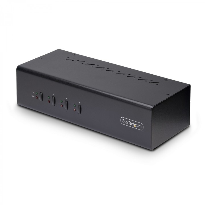 StarTech.com Switch Conmutador KVM de 4 Puertos y 2 Monitores DisplayPort - 4K 60Hz - Hub Ladrón 2 Puertos USB 5Gbps - 2x USB