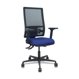 Piqueras y Crespo Silla Bormate asincro malla negra asiento bali azul marino brazos 2D ruedas 65mm