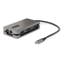 StarTech.com Adaptador Multipuertos USB-C - HDMI/DP 4K a 60Hz - Hub Ladrón USB de 3 Puertos - Power Delivery de Paso de 100W -