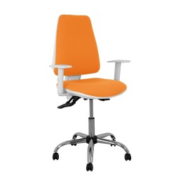 Piqueras y Crespo Silla Elche blanca asincro bali naranja brazos regulables ruedas de parqué