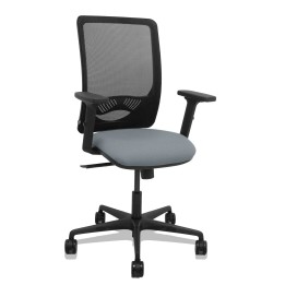 Piqueras y Crespo Silla Zulema sincro malla negra asiento bali gris brazos 2D ruedas 65mm