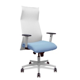 Piqueras y Crespo Sillón Sahuco blanco bali azul cielo brazos blancos base blanca ruedas parqué 65mm
