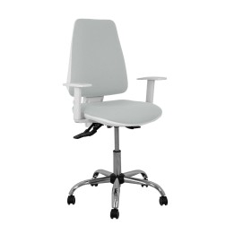 Piqueras y Crespo Silla Elche blanca asincro bali gris claro brazos regulables ruedas de parqué