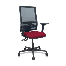 Piqueras y Crespo Silla Bormate asincro malla negra asiento bali granate brazos 2D ruedas 65mm