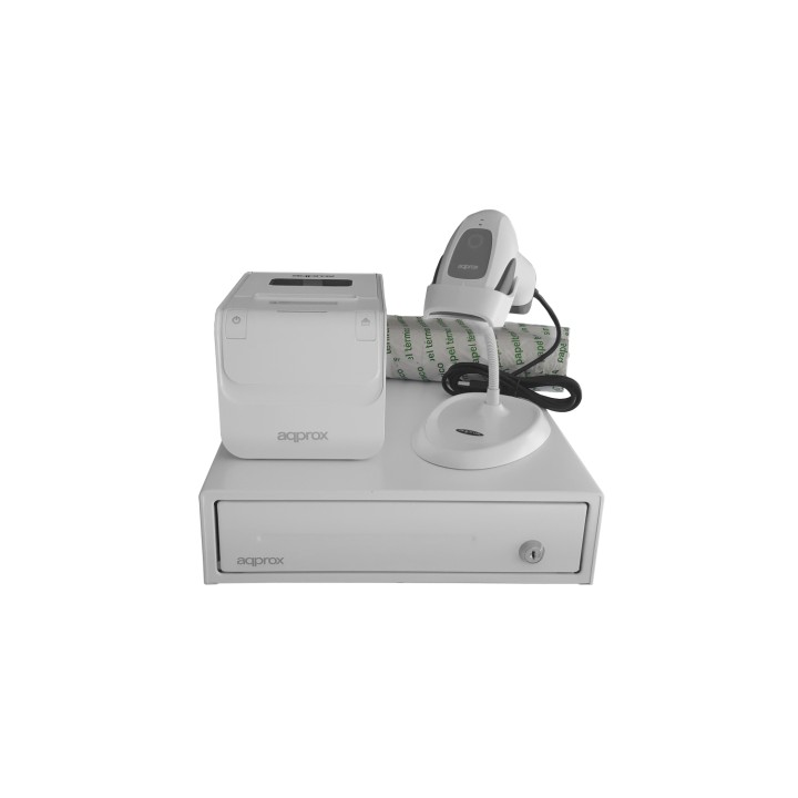 Approx Pos Pack para TPV appPOSPACK3380WH2D Impresora + Cajón + Lector + Papel