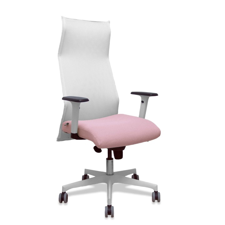 Piqueras y Crespo Sillón Sahuco blanco bali rosa brazos blancos base blanca ruedas parque 65mm